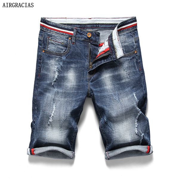 

airgracias shorts men ripped short jeans straight 98% cotton shorts jean bermuda male denim brand clothing plus size 28-38, White;black