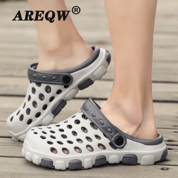 

summer casual sandals for men 2020 new men beach slippers breathable hole flats light male massage shoes sandals slippers, Black