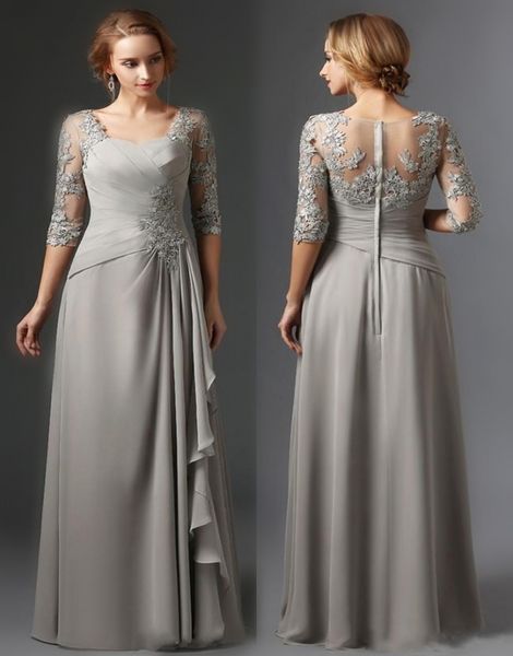 SilverLace платья для матери невесты трапециевидной формы с короткими рукавами из шифона и кружева больших размеров длинные элегантные платья для матери жениха