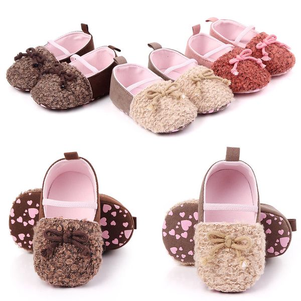 

0-12 months cute teddy velvet shallow shoes baby girl shoes newborn girl baby princess soft-soled crib shoe