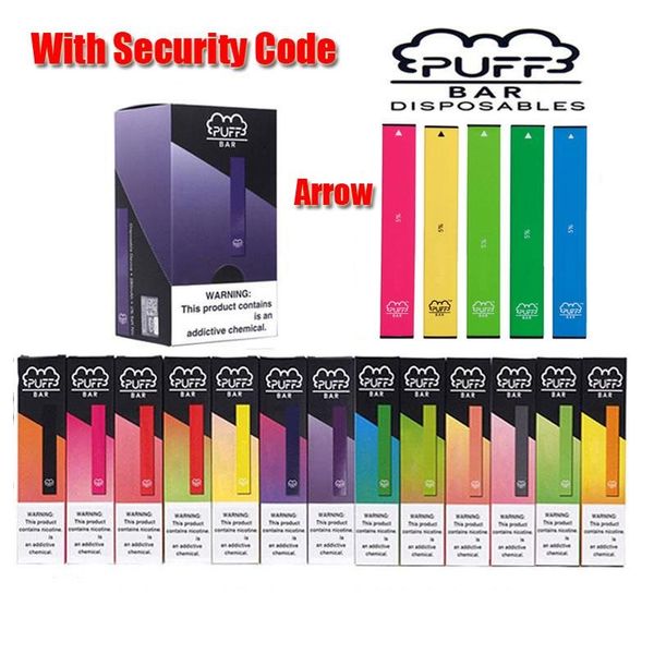 

Puff Bar одноразовое устройство Pod Starter Kit 280mah аккумулятор 1.3 мл картридж Vape Pen с кодом безопасности VS POP Posh Plus