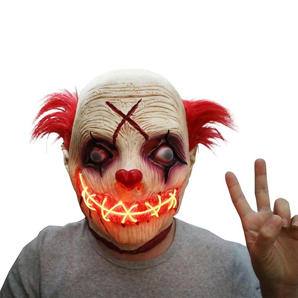 

2019 creepy animal mask latex party led light clown mask kids party halloween masquerade funny