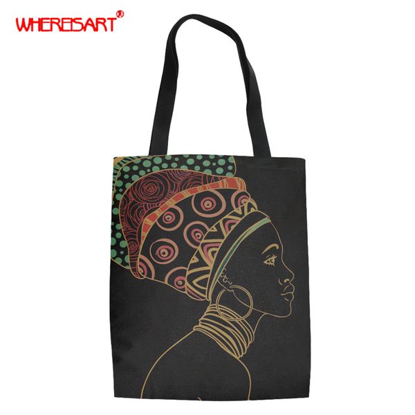 

whereisart african women prints 2019 women canvas bags shopping eco reusable foldable shoulder bag handbag tote bag casual bags