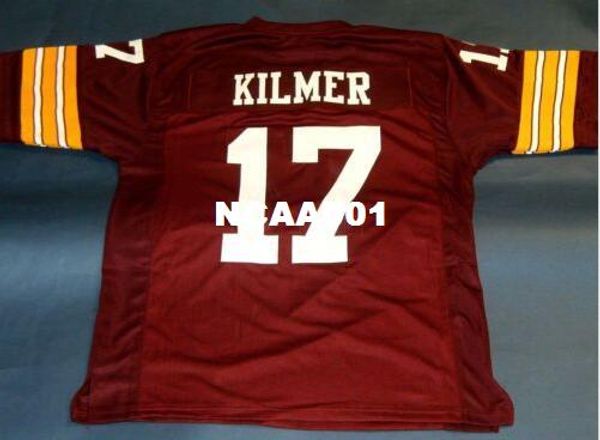 

men custom #17 billy kilmer red retro college jersey size s-4xl or custom any name or number jersey, Black;red