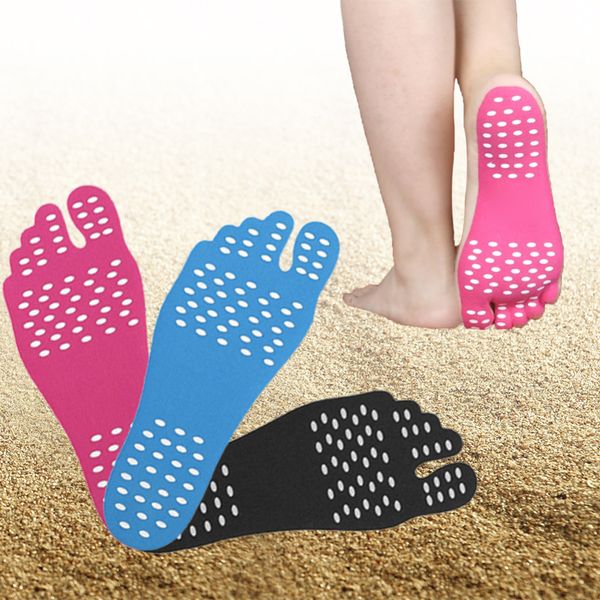 

1 pair adhesive foot pads feet sticker stick on soles flexible anti-slip beach feet protection new, Black