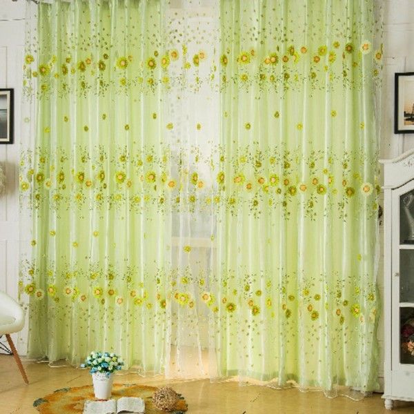 

1 x 2m romantic floral tulle door window curtain drape panel voile valances scarf sheer