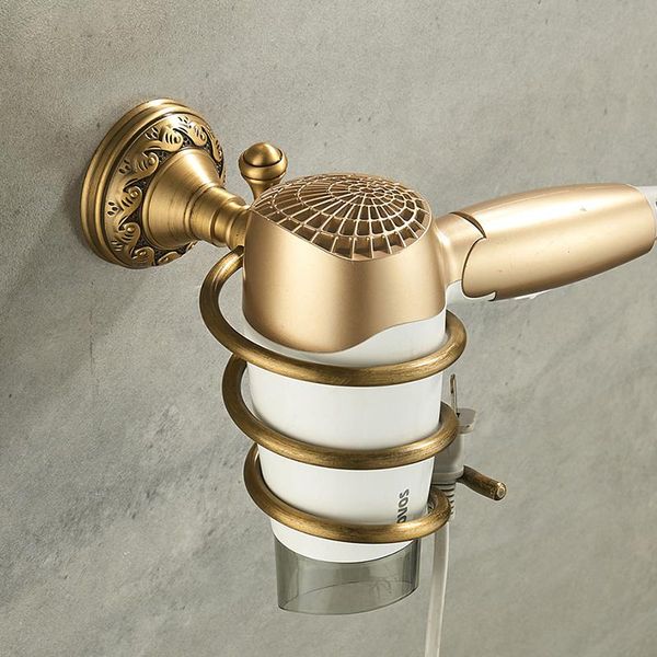 

nail hair dryer holder antique brass bathroom shelf rack washroom accessories