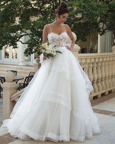 New Flower White Lace Strapless A Line Wedding Dress Bridal Gowns