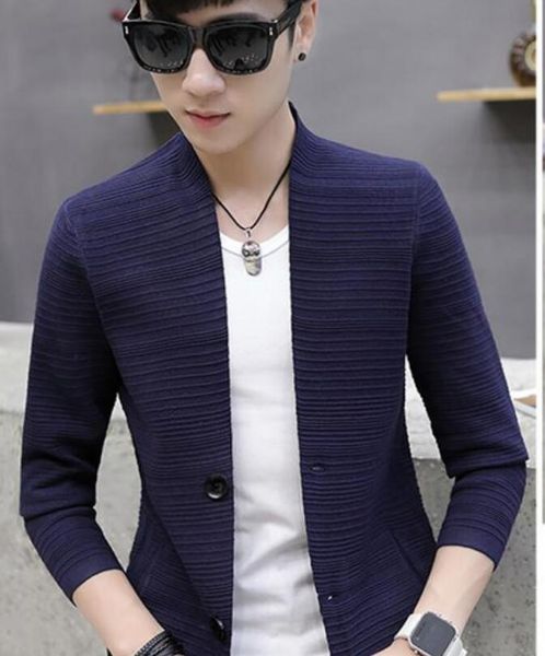 

2018 send men sweater coat of cultivate one's morality joker v-neck tide cardigan sweater long-sleeved thin sweaters, White;black