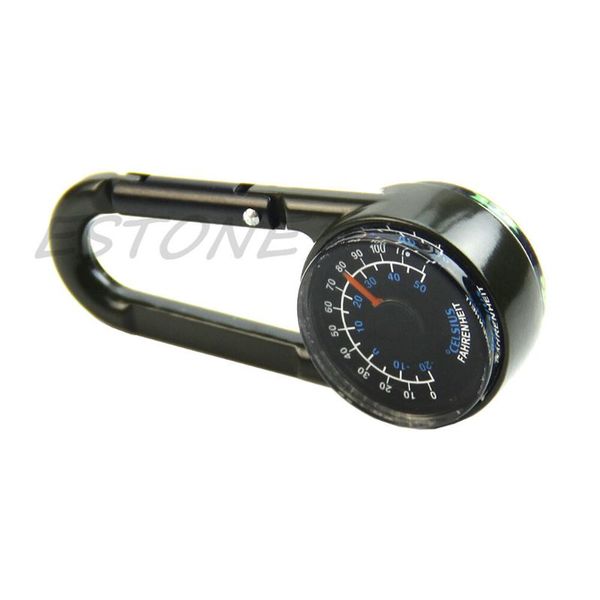 

outdoor multifunctional hiking metal carabiner mini compass thermometer keychain y4ub