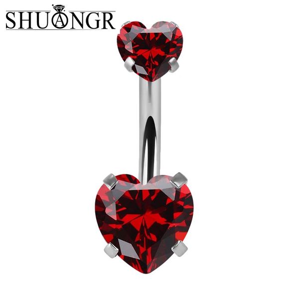 

shuangr 1pc 316l surgical assorted colors with heart shape epoxy crystal balls belly button ring navel piercing body jewelry, Slivery;golden