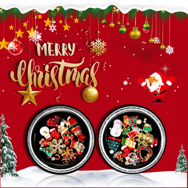 

nail art supplies christmas manicure metal rhinestone jewelry nail patch for beauty nails mixed alloy decoration set, Silver;gold