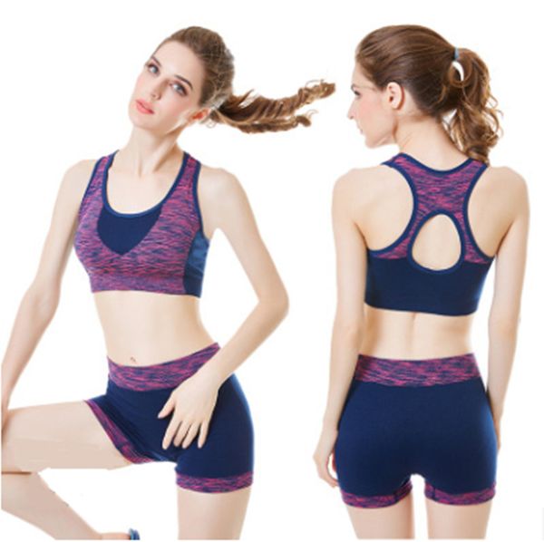 

сексуальные женщины 2pcs йога набор девушек рукавов топике бюстгальтер фитнес шорты бег gym спортивная одежда костюм, White;red