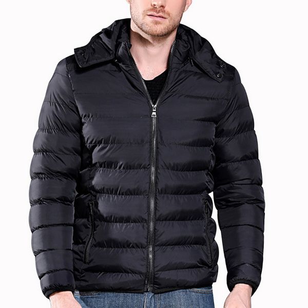 

heflashor 2018 winter jacket men winter warm streetwear hoodies jackets fashion solid pockets windbreaker black parka clothes, Tan;black