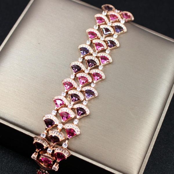 

women brand jewelry for wedding 2019 new fashion fan bangle lady cubic zirconia gold bracelets ing, Black