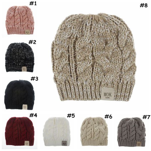 

kids beanie ponytail wool colors skull caps winter knitted acrylic hats outdoor 8 letter mok caps baby girls ooa7252-9 dflpo, White;black