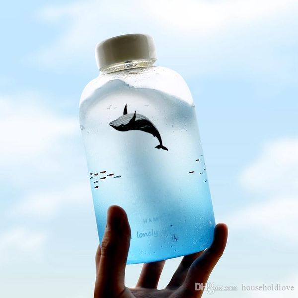 

ocean blue gradient glass creative large capacity korea hand cup drinkware female student fresh and lovely simple water cup water bottles
