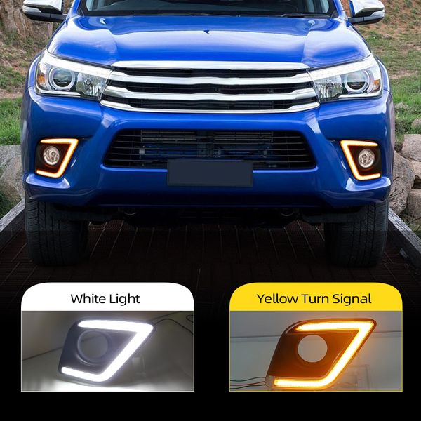 

1 pair drl for toyota hilux revo vigo 2015 2016 2017 daytime running light car styling fog lamp turn signal