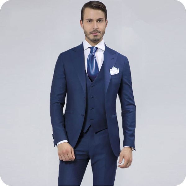 

casual blue man outfit groom tuxedo wedding suits peak design tailored made bridegroom blazer 3piece slim fit terno masculino costume homme, Black;gray