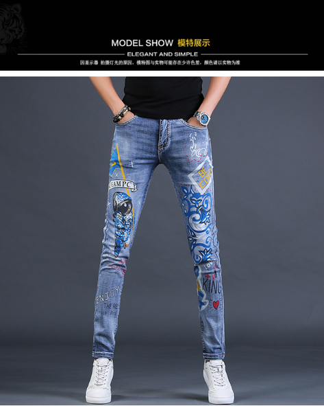 

w05478 fashion men's jeans 2020 runway european design party style men's clothing, Blue