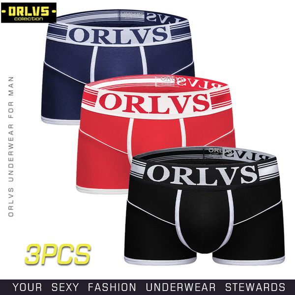 

orlvs 3pc/lot male underwear men boxers homme cotton men underwear male underpants breathable panties comfortable boxer, Black;white