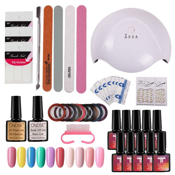 

mdskl nail set dryer 36w uv led light and uv gel varnish polish base jacket manicure tool 10 color nail polish cover