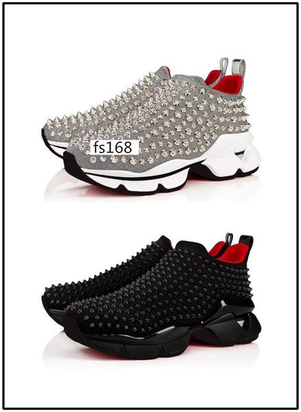 

designer shoes spike sock donna studded spikes sneakers red bottom mens womens spikes training shoes 2, Black