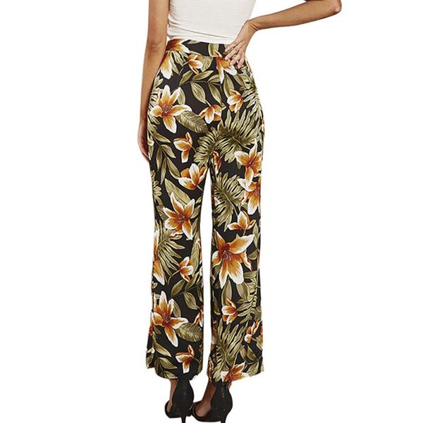 

etosell casual loose wide women leg pants casual printed pants summer elastic ladies trousers, Black;white