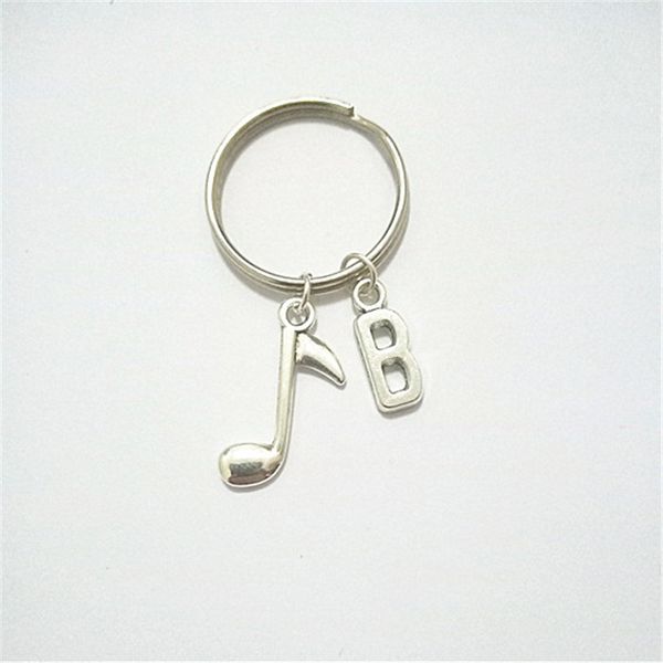 

музыка примечание charm брелок, брелок initial, музыка выпускного брелок подарки, Silver