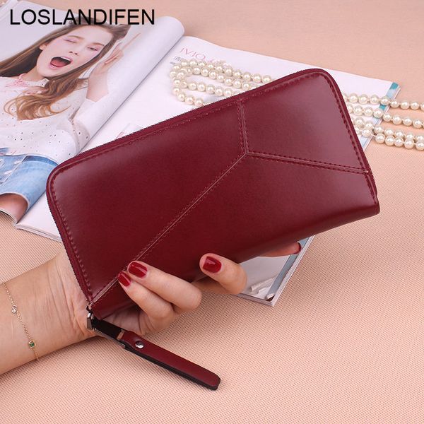 

geometric wristband women wallet female long zipper women purse large capacity coin wallet purse brand new fashion phone clutch, Red;black