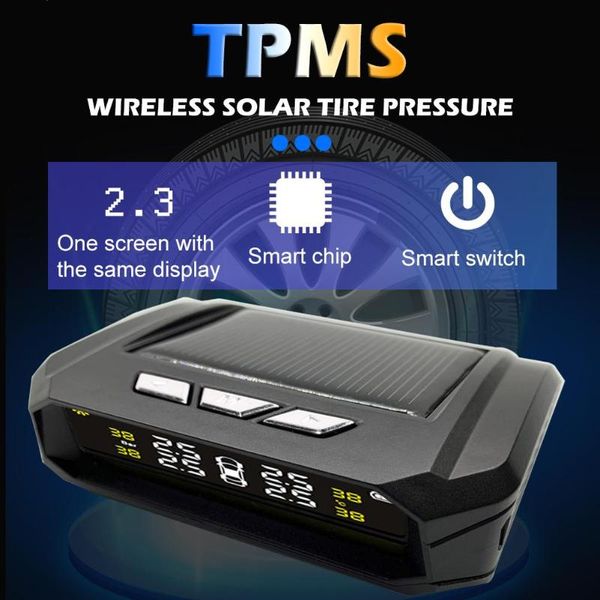 

an-05 solar car tpms tire tyre pressure monitoring system with 4 sensor lcd hd built-in metal lithium battery car accessories