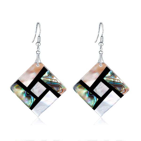 

abalone earrings geometric shell earrings dangle squar colorful unique charms women jewelry decoration es1d021 ing, Silver