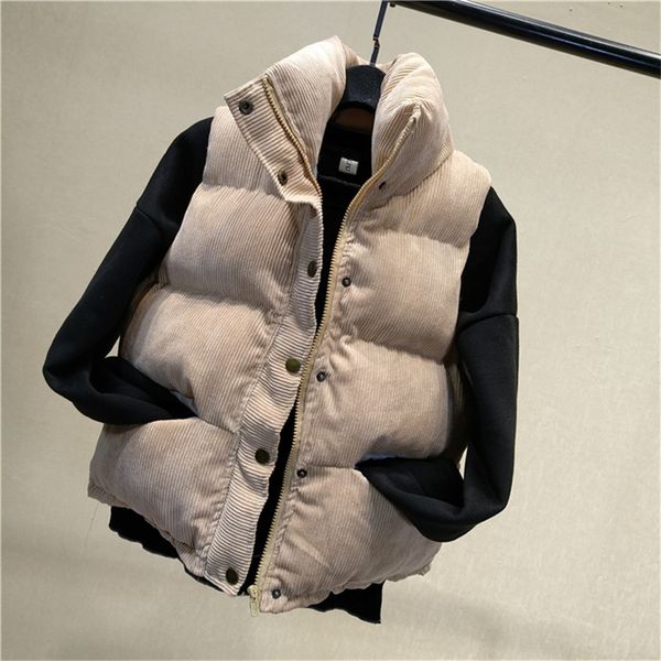 

new fashion women vest coat autumn winter warm thick short waistcoat female parkas cotton sleeveless corduroy jacket vest r1228, Black;white