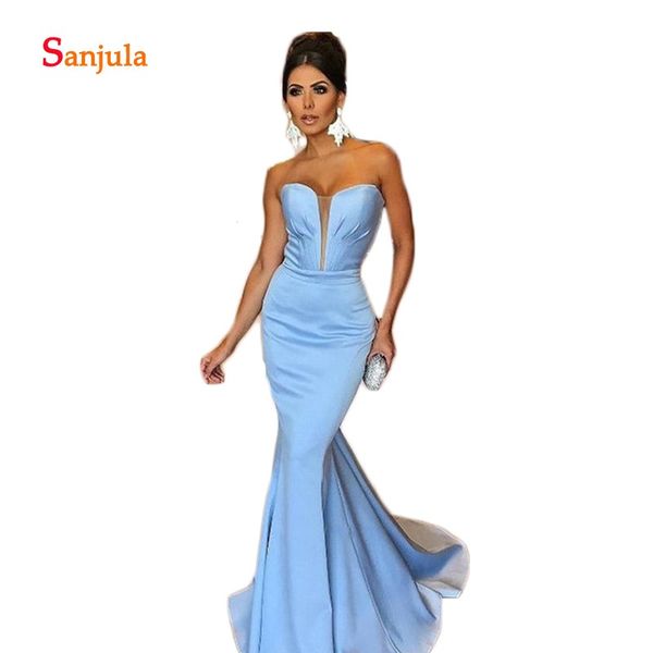 

blue evening dresses 2019 mermaid sweetheart sleevelss arabic long formal evening gowns vestidos de noche elegantes d1160, White;black