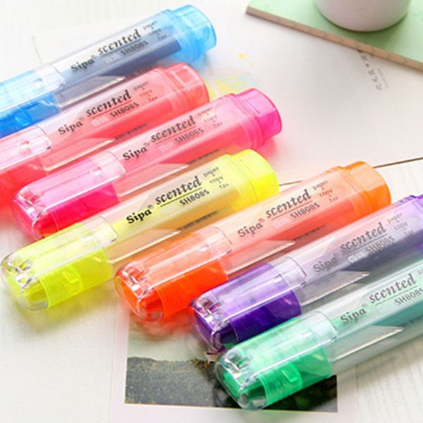 

school highlighter pen students highlighters brush pens pastel markers watercolor fluorescent pen drawing, Black;red