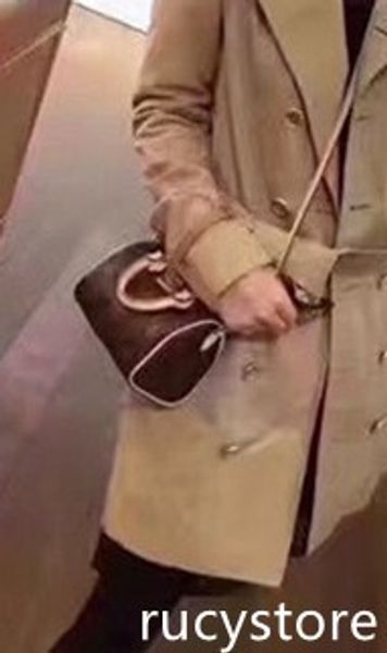 

speedy shoulder m61252 mini cute handbag leather shoulder cross bags 16cm female nano bucket brown flower mini pillow cluch bag