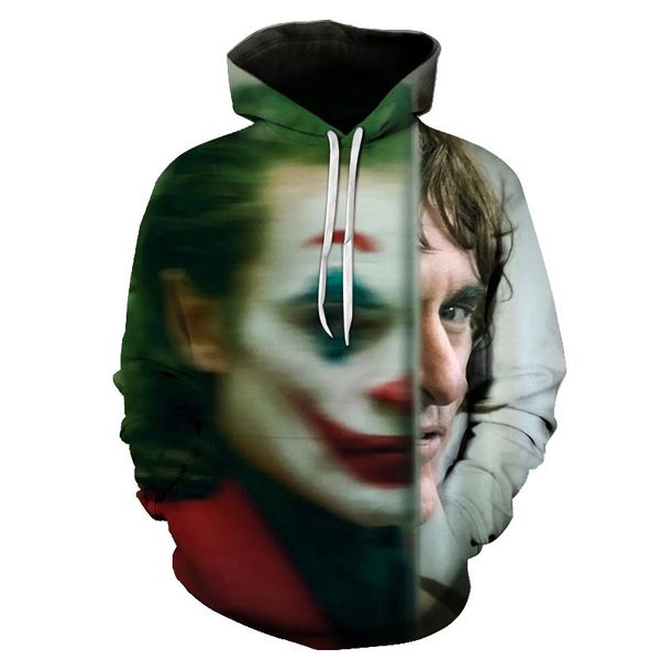 

horror movie it clown 3d print hoodie funny pullover joker sweatshirt hip hop sudadera hombre coat winter jacket men harajuku, Black