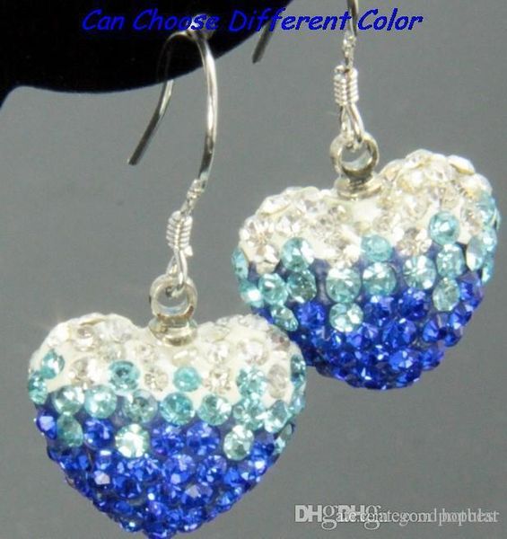 

factory price women clay wedding mix multicolor new arrial mixed crystal beads gradient heart crystal earrings drop earring y2242 e23, Silver