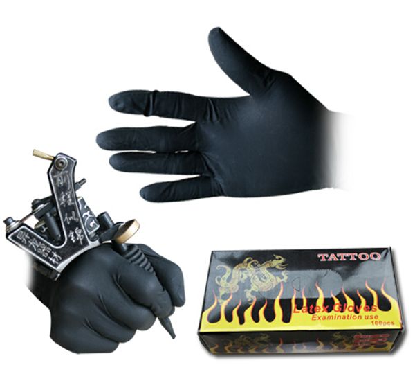 

100 pcs & body art black disposable latex gloves available size accessories tattoo