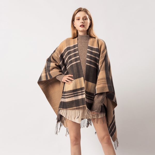 Atacado-2019 Nova Marca Cashmere Inverno Cachecóis Quentes Mulheres Elegante Cardigant Shawl Envoltório Cobertor Sweater Aberto Poncho Cape