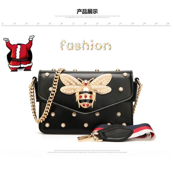 

designer shoulder bag women luxury designer new style pearl chain bee small square bag tide bag star mini womens sweet lady