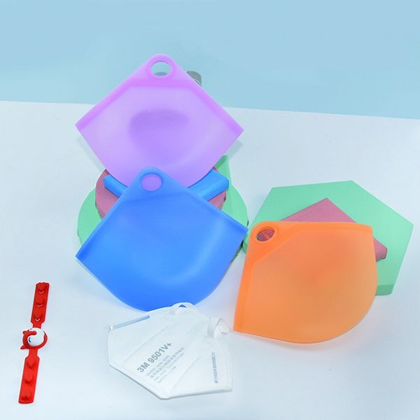 Tragbare Gesichtsmasken Silikon Organizer Staubdichte und feuchtigkeitsbeständige Abdeckung Halter Fall Lagerung Isolieren Bakterien Tasche LX2924
