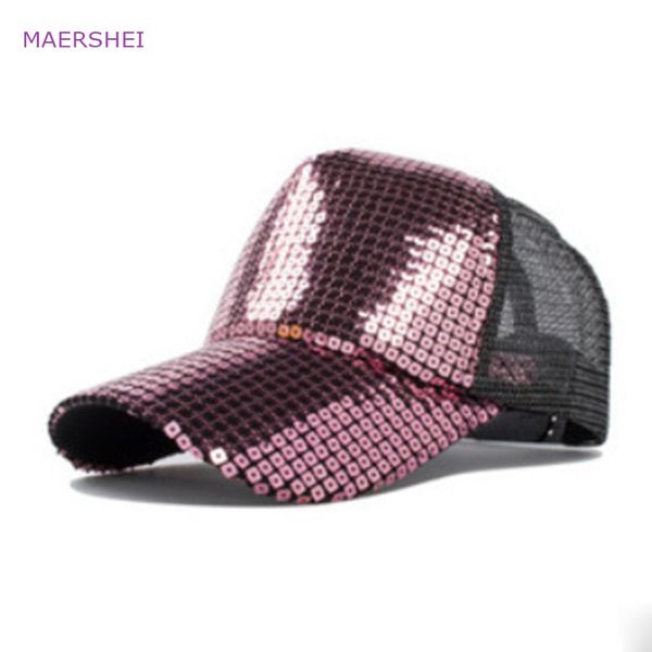 

maershei summer women's fashion sequin mesh cap baseball cap snapback casual bone fortite hat tide casquette homme, Blue;gray