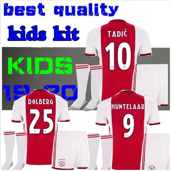 

2019 2020 fc ajax home occer jer ey kid kit ock 19 20 cami a ziyech kluivert nouri dolberg youne kid football hirt