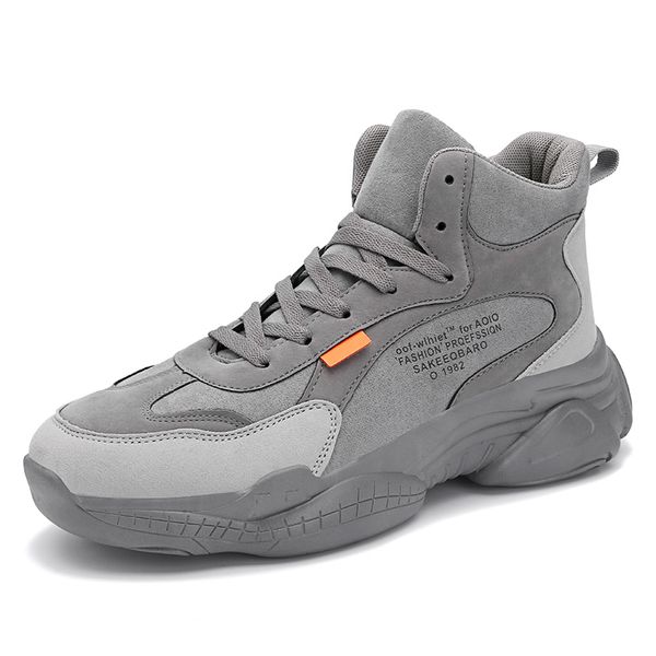 

winter men's high to help warm casual sports shoes fashion wear comfortable cotton shoes solid color lace men's, Black