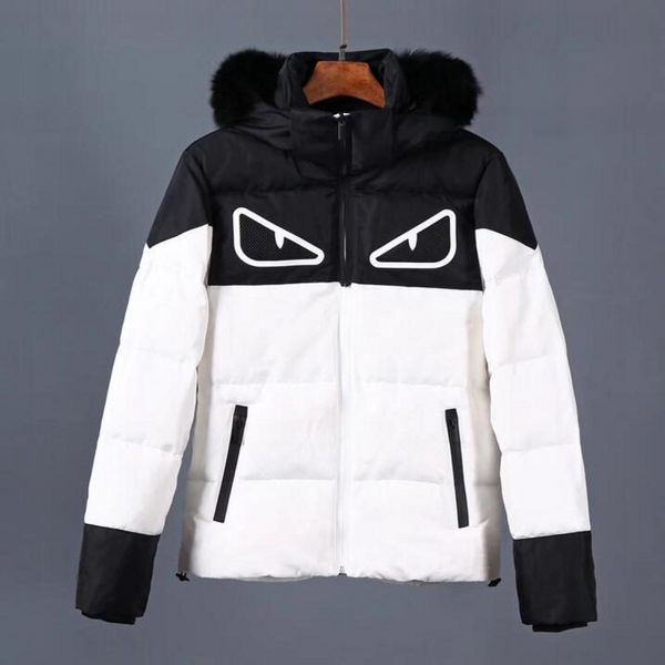 

dhl delivery super good quality mens designer jackets raccoon fur collar down thick warm hooded fashion casual winter jacket down jacke, Black