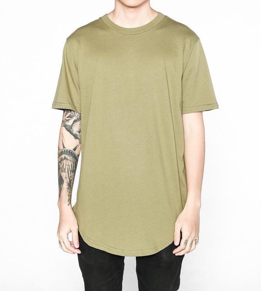 

мужчины high street tees kanye gd стиль tshirts дизайнер o-образным вырезом изогнутый long line нерегулярные твердые тройников, White;black