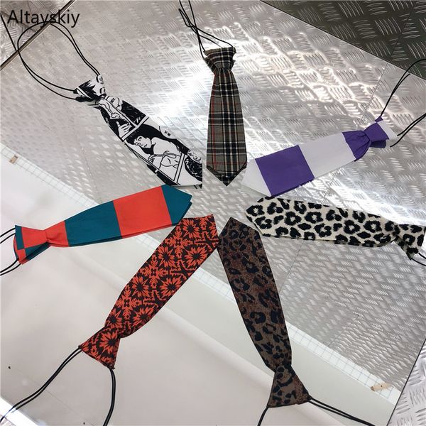 

ties women leopard printed elegant all-match narrow womens neck tie korean style simple retro harajuku trendy student daily chic, Black;blue