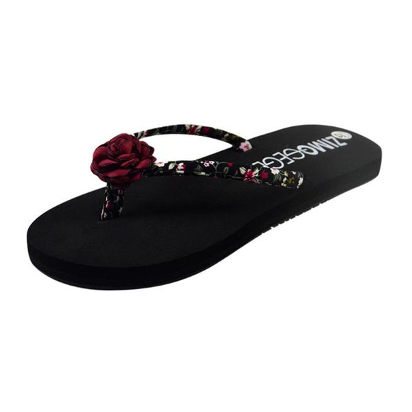 

2020 new women sandals ladies fashion floral platform wedges non-slip flat heel flip-flops sandals slippers shoes #1221, Black