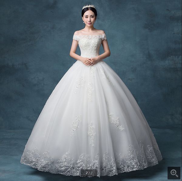 

2020 glamorous real picture ball gown wedding dress white off the shoulder beaded lace appliques bridal gowns corset modest wedding dress